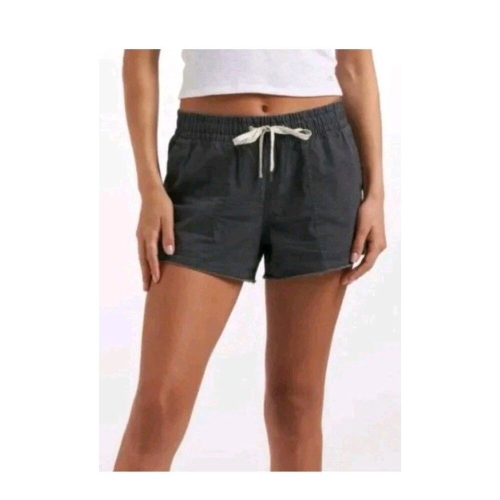 Vuori Ripstop Shorts Womens Large Charcoal Gray Black Organic Cotton VW385